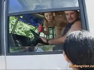 Banged in my van group fucking orgy picked up from the stree banged bus