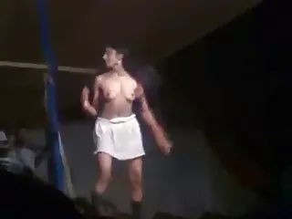 Indian girl strip dance show in public